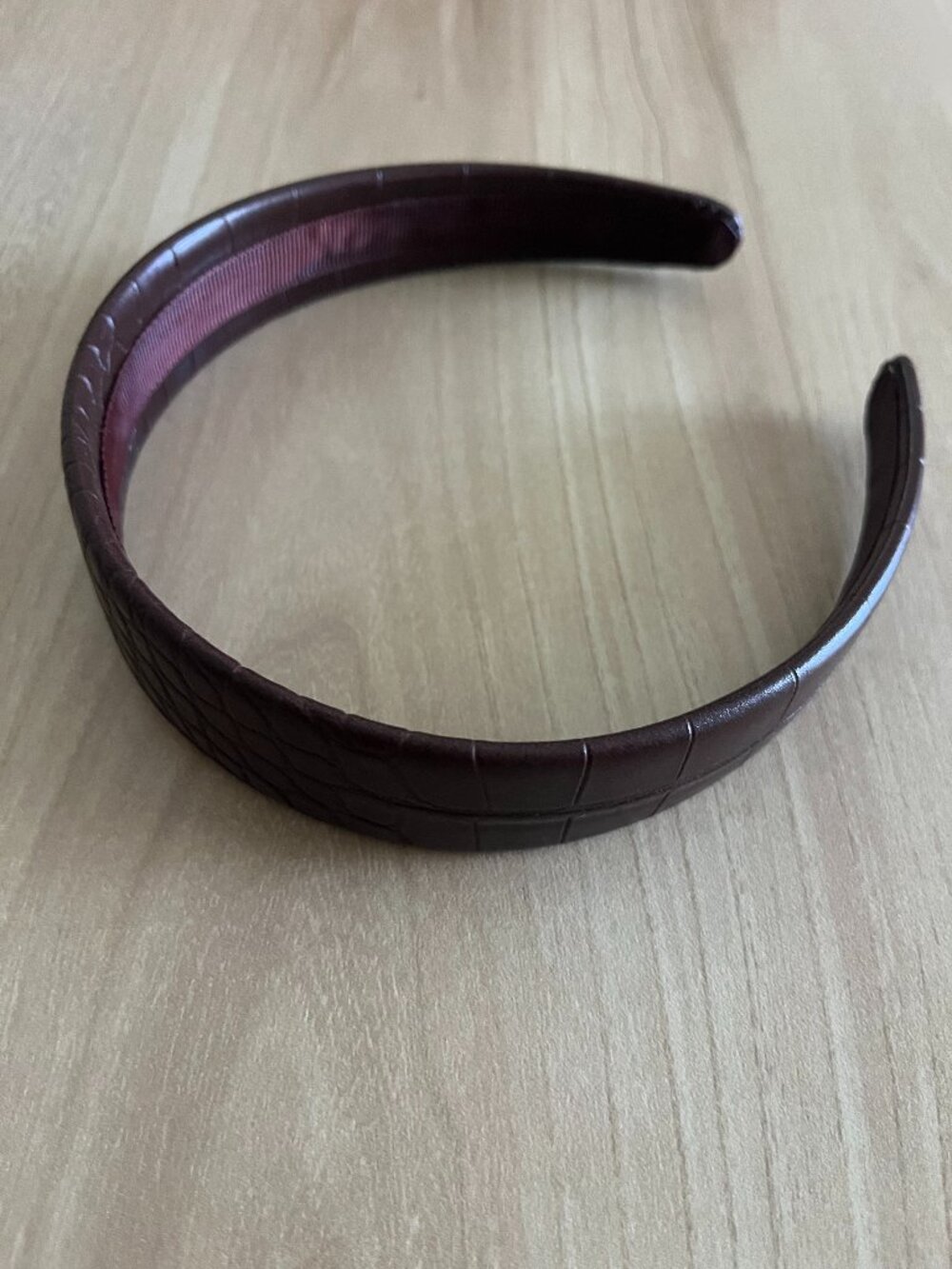 Burgundy J. Crew Croc Wide Leather Headband